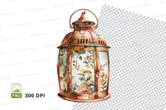 Decorative copper lantern with floral design Product Image 1