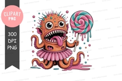 Monster with lollipop clipart png Product Image 1