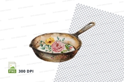 Floral cast iron skillet clipart png Product Image 1