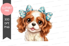 Adorable puppy with bows clipart png Product Image 1