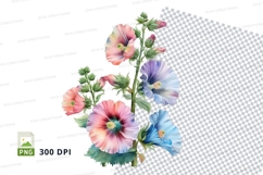 Colorful hollyhock flowers clipart png Product Image 1