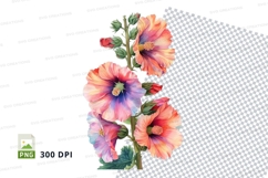 Vibrant hollyhock flowers clipart png Product Image 1