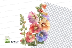 Colorful hollyhock flowers clipart png Product Image 1