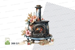 Vintage wood stove with floral decorations Product Image 1