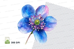 Blue and pink flower clipart png Product Image 1