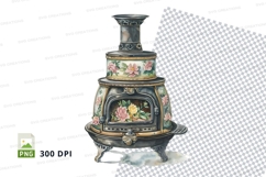 Vintage wood-burning stove clipart png Product Image 1