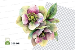 Delicate pink and green flower clipart png Product Image 1