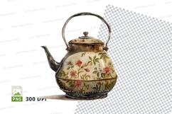 Antique floral teapot clipart png Product Image 1