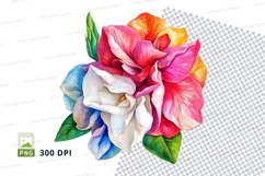 Colorful tropical flowers clipart png Product Image 1