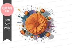Vibrant orange flower clipart png Product Image 1