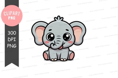 Cute baby elephant clipart png Product Image 1