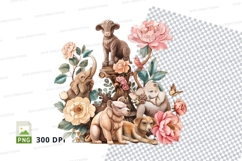 Whimsical animal bouquet clipart png Product Image 1
