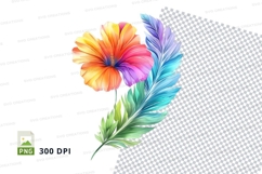 Colorful flower and feather clipart png Product Image 1
