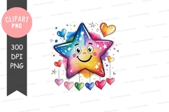 Happy rainbow star clipart png Product Image 1
