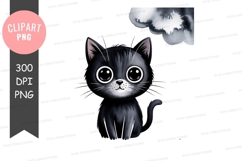 Cute black kitten clipart png Product Image 1