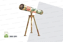 Floral decorated telescope clipart png Product Image 1