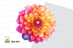 Vibrant dahlia flower clipart png Product Image 1