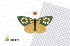 Butterfly with sunflowers clipart png Product Image 1