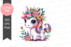 Colorful unicorn with floral crown Product Image 1