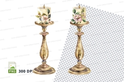 Elegant candlesticks with floral candles Product Image 1