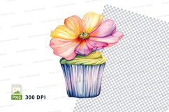 Colorful flower cupcake clipart png Product Image 1