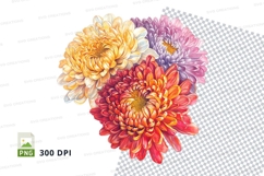 Vibrant chrysanthemum bouquet clipart png Product Image 1