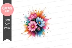 Vibrant flower splash clipart png Product Image 1