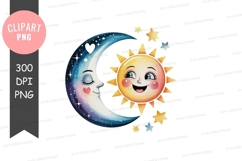 Sun and moon clipart png Product Image 1