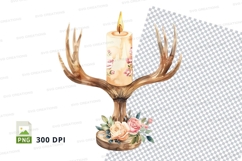 Decorative antler candle holder with floral design Product Image 1