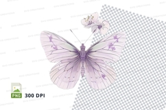Delicate butterfly with flowers clipart png Product Image 1