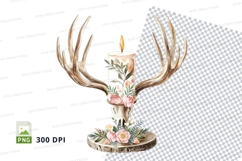 Decorative antler candle holder with floral design Product Image 1