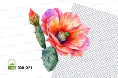 Vibrant cactus flower clipart png Product Image 1