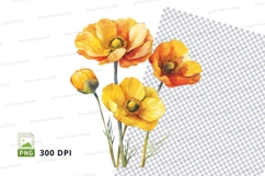 Vibrant yellow poppies clipart png Product Image 1