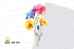 Colorful poppy flowers clipart png Product Image 1