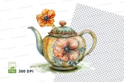 Floral teapot clipart png Product Image 1