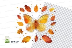 Autumn butterfly with leaves clipart png Product Image 1