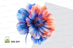 Colorful poppy flower clipart png Product Image 1