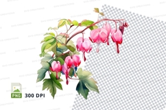 Pink bleeding heart flowers clipart png Product Image 1