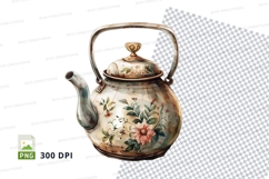 Floral teapot clipart png Product Image 1