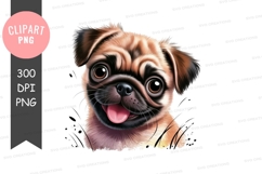 Happy pug puppy clipart png Product Image 1