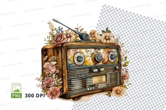 Vintage radio with floral decoration Product Image 1