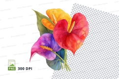 Vibrant tropical flowers clipart png Product Image 1