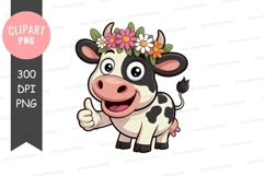 Happy cow with flower crown png Product Image 1