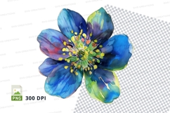 Blue and green flower clipart png Product Image 1