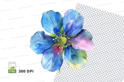 Blue and pink flower clipart png Product Image 1