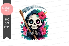 Grim reaper with tropical flowers clipart png Product Image 1