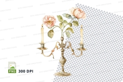 Elegant candelabra with roses clipart png Product Image 1