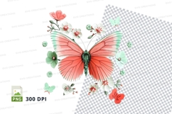 Elegant butterfly with flowers clipart png Product Image 1