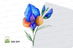 Blue and purple flower clipart png Product Image 1