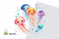 Colorful jellyfish clipart Product Image 1